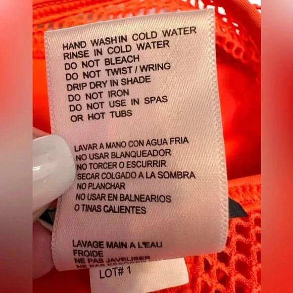 Carmen Marc Valvo Swimsuit High Neck Mesh Modest One Piece Orange Size 10 Medium - Picture 10 of 11
